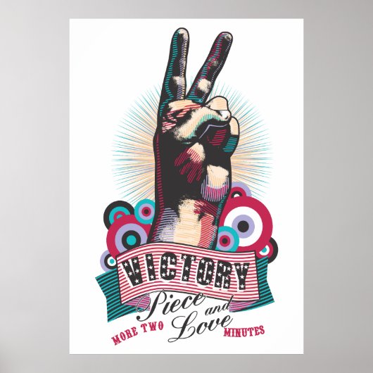 Poster – Victory Peace & Love Pop-Art Design (Vorne)