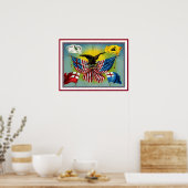 Poster Vintag 1885 Geschichte der US-Flaggen (Küche)