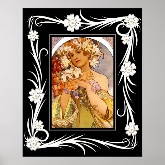 Poster Vintag Art Alphonse Mucha mit Rahmen (Vorne)