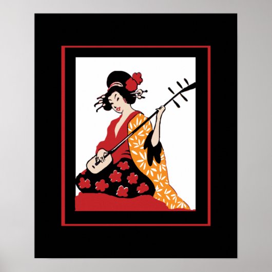 Poster Vintag Art Geisha & Shamisen (Vorne)