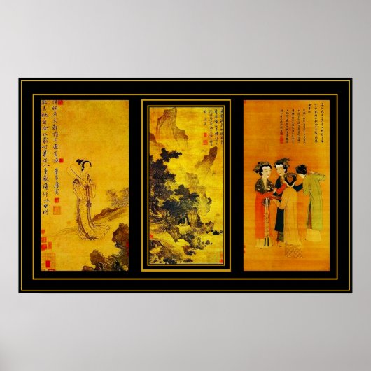 Poster Vintag Art Japanisch Tang Yin Panels (Vorne)