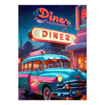 Poster Vintag Diner Lights