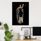 Poster Vintag Glamour Girl Schwarz-weiß Kein Rahme (Heimbüro)