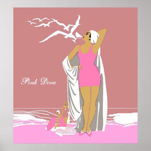Poster Vintag Retro Pink Girl Diva 2 (Vorne)