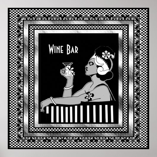 Poster Vintag Wine Bar Art Deco (Vorne)