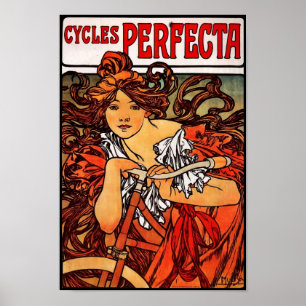 Poster Vintage Art Alfons Mucha 1902 Cycles