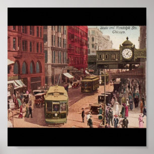 Poster-Vintage Chicago Art-State and Randolph 1940 Poster