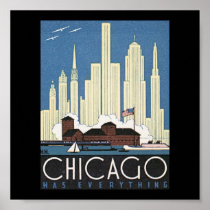 Poster-Vintage Chicago Travel Art-7 Poster