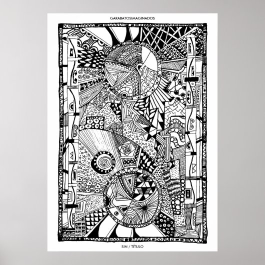 Póster Vintage Dibujos Blanco y Negro Poster (Vorne)