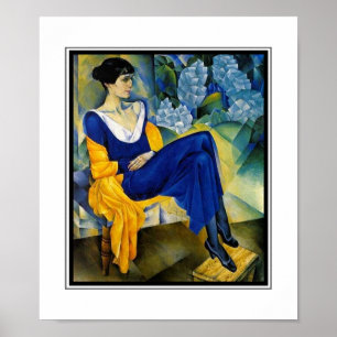 Poster Vintage Kunst Frau Blau Akhmatova_1914