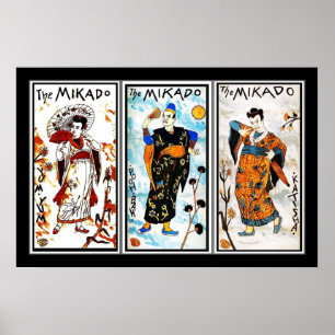 Poster Vintage-Kunst japanisch The Mikado 3 Paneel