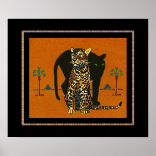 Poster Vintage Kunst Leopard