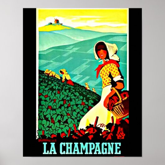 Poster-Vintage Reisen Art-Champagne Poster (Vorne)
