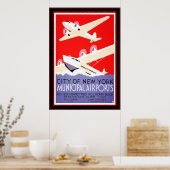 Poster Vintage Travel New York Flughäfen (Küche)