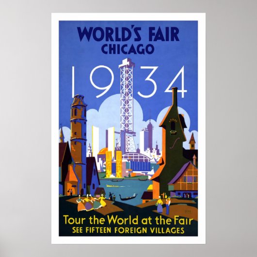 Poster-Vintage Welten Messe Chicago 1934 Poster (Vorne)