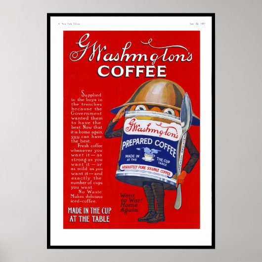 Poster Vintage Werbung 1919 Kaffee (Vorne)