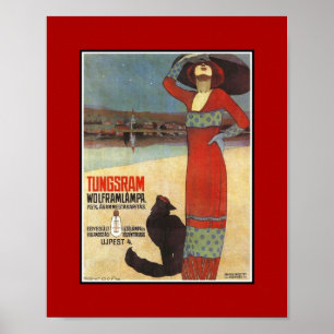 Poster Vintage-Werbung Tungsram Glühbirnen