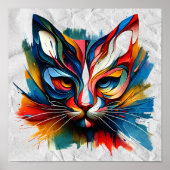 Poster "Vivid Whiskers - Abstrakte Feline Energy" (Vorne)