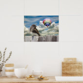 Poster - Vogel und Heißluftballon (Küche)