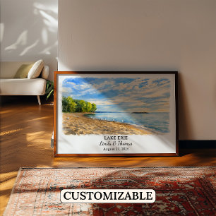 Poster vom Eriesee Pennsylvania, Aquarell, Maßgesc