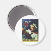 Poster vom Roten Kreuz - Krankenschwester am Helm Magnet (Vorderseite/Rückseite)