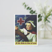 Poster vom Roten Kreuz - Krankenschwester am Helm Postkarte (Stehend Vorderseite)