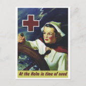 Poster vom Roten Kreuz - Krankenschwester am Helm Postkarte (Vorderseite)