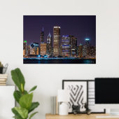 Poster von Chicago Skyline Illinois mit Night Sky (Heimbüro)