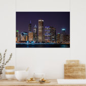 Poster von Chicago Skyline Illinois mit Night Sky (Küche)