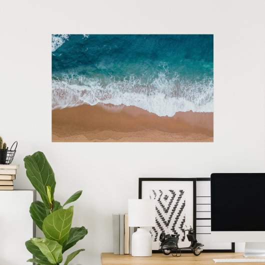 Poster von Deep Blue Ocean Beach Waves (Heimbüro)