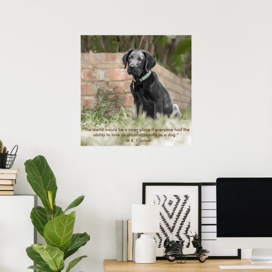 Poster von Labrador Puppy mit inspirierendem Zitat (Heimbüro)