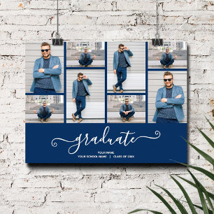 Poster von Multi Foto Navy Blue Graduation Party