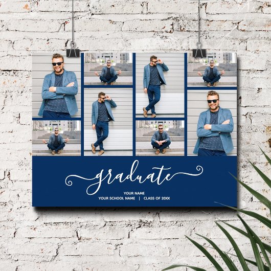 Poster von Multi Foto Navy Blue Graduation Party