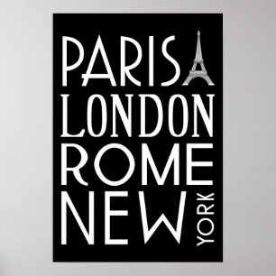 Poster von Paris, London, Rom und New York