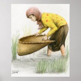 Poster von Woman Sifting Rice von Vannak Anan Prum