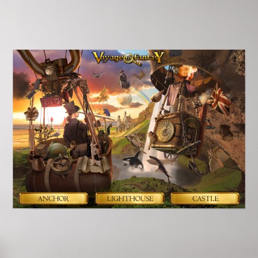 Poster Voyage to Fantasy - Hot Air Ballon (Vorne)