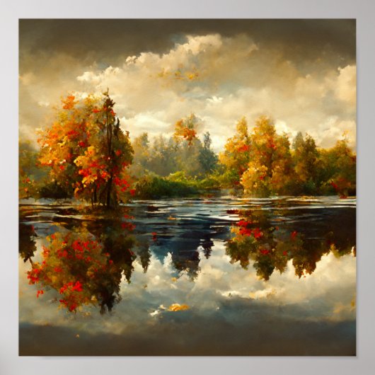 Poster wall Art - Herbstszene am See (Vorne)