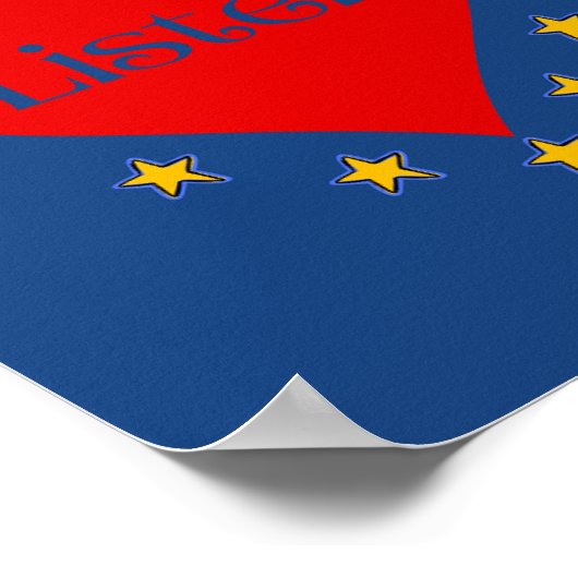 Poster Wall Art in Blau mit Herz und Sternen (Ecke)