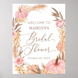Póster Welcome Sign Floral Pink Pampas Bridal Show Poster