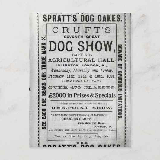 Poster Werbung Cruft's Dog Show Postkarte (Vorderseite)