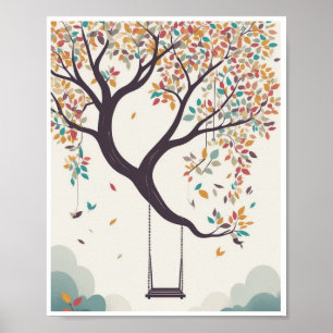 Poster whimsical tree swing hangroom Decke