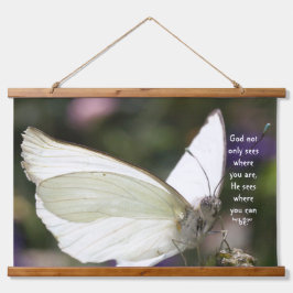 Poster White Butterfly Nah-up Sprichwort Christlic Wandteppich Mit Holzrahmen