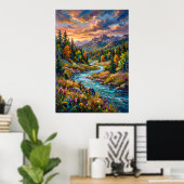 Poster Wildblumen am Bergfluss (Heimbüro)