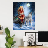Poster Winter Warriors Prinzessin und Wolf (Heimbüro)