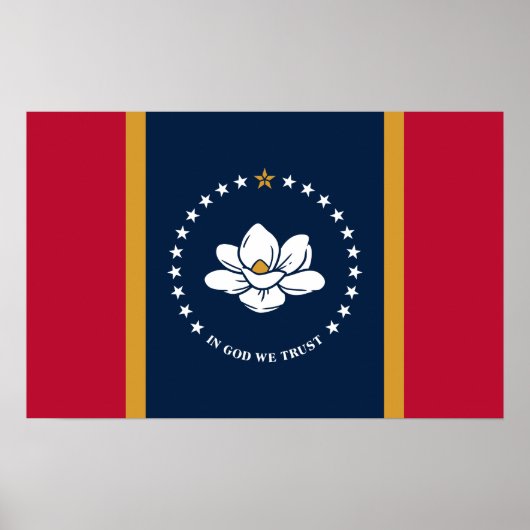 Poster with Flag of Mississippi State, USA (Vorne)
