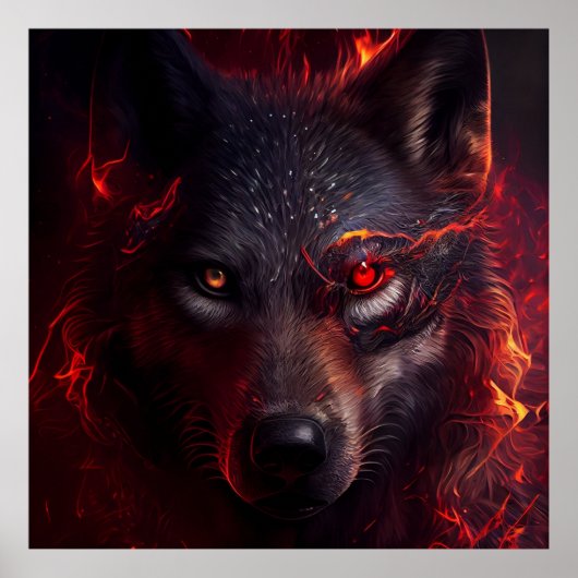 Poster Wolf Fire (Vorne)