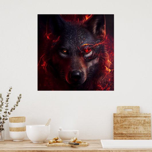 Poster Wolf Fire (Küche)