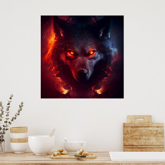 Poster Wolf Fire (Küche)