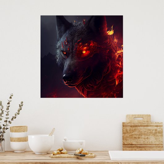 Poster Wolf Fire (Küche)
