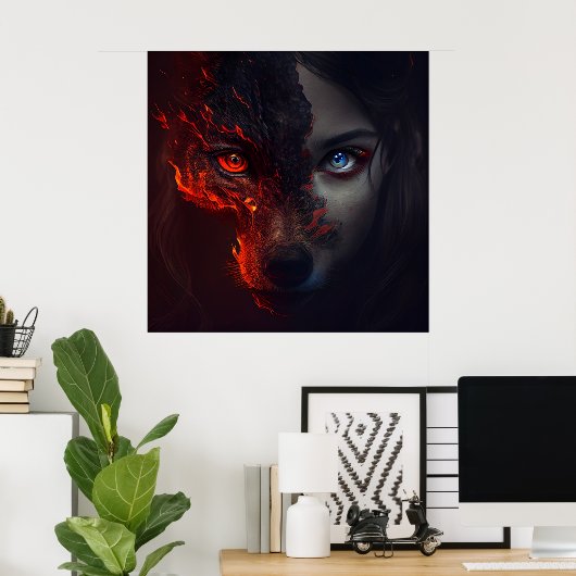 Poster Wolf Fire (Heimbüro)